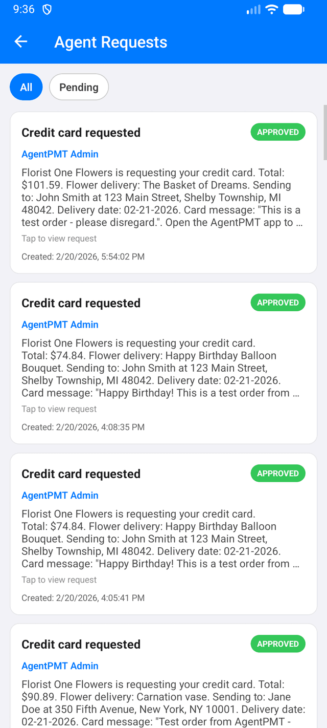 Agent Requests - Review and approve credit card and access requests